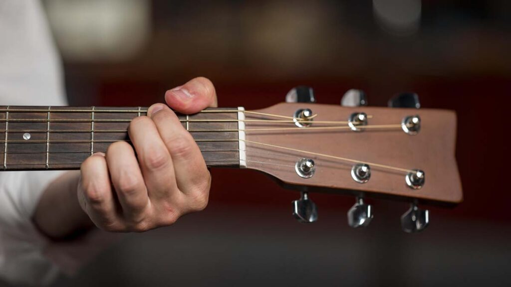 close up of guitar chord